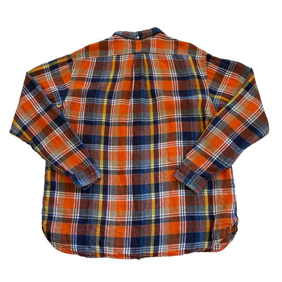Ralph Lauren Shirt Mens Size 2XL Orange Plaid 100% Linen Button Up Long Sleeves - Picture 3 of 10